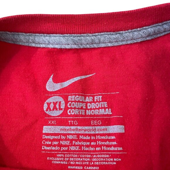 Nike "Defend Your Turf" Red Long Sleeve Shirt Men's XXL 2XL Regular Fit Flawed - Picture 2 of 6